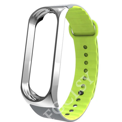 silver graygreen FGCLSY mi Band 4 3 спортивный ремешок для xiaomi mi band 4 3 силиконовый ремешок на запястье аксессуары браслет металлический слот для xiaomi mi band 4 - Цвет: silver graygreen