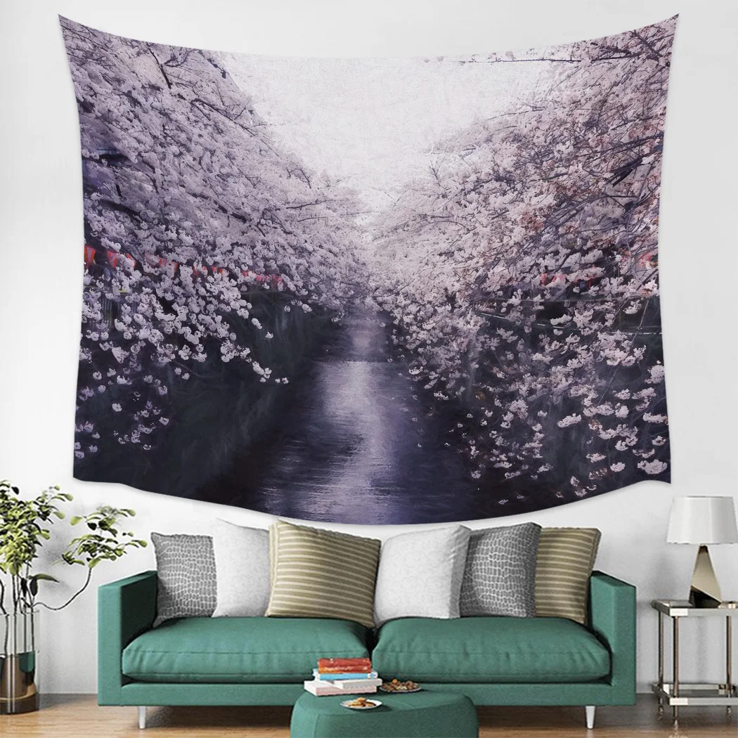 

Flowers On Both Sides Of The Road Wall Tapestry Home Decoration Wall Hanging for Bedroom Living Room