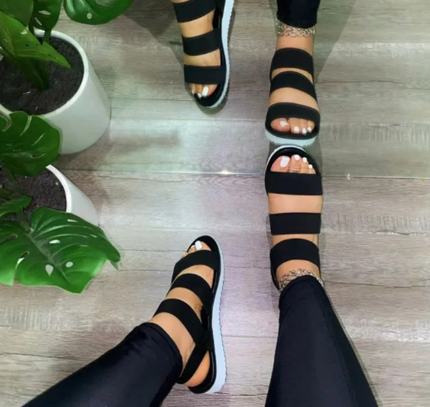 

Light Sandals Shoes Women Soft Pu Leather Chunky Low Heel Sexy Flat Party Female Mujer Sapato Feminino Non-slip Beach Sandal