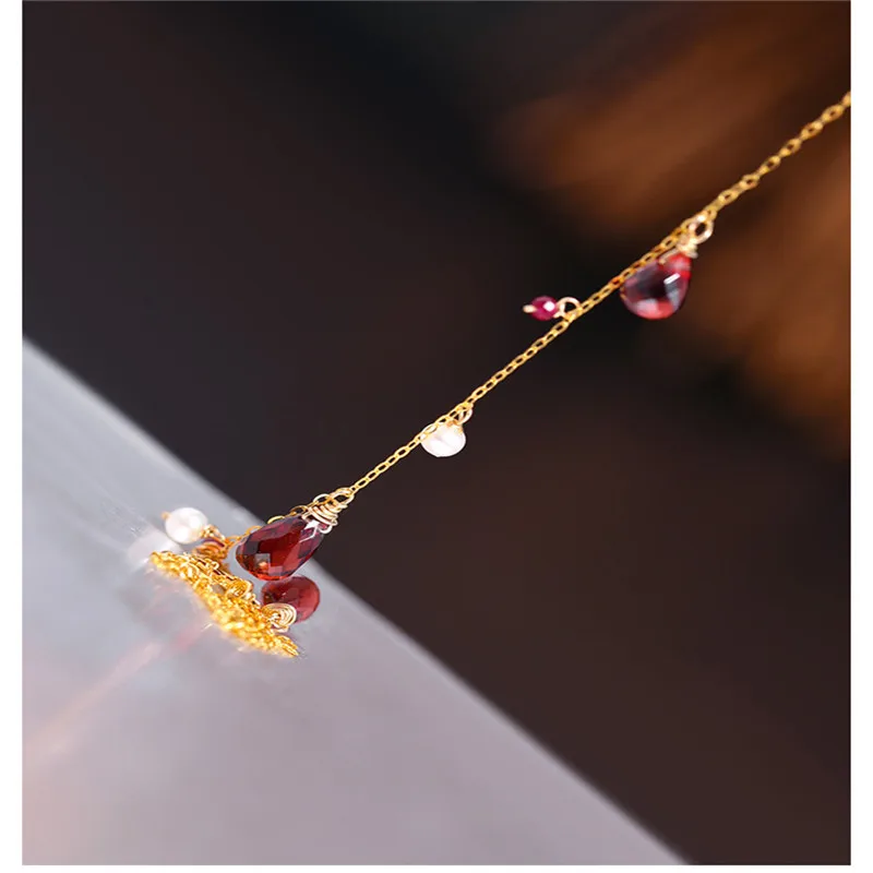 Ожерелье DAIMI Gypsophila с гранатом в форме капли воды Женские Подвески из натурального