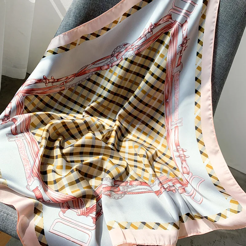 

luxury brand women scarf summer silk scarves lady Sunscreen beach shawl 70cm Square Fashion scarves New style Muslim headscarf