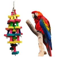 parrot building blocks toys wood ladder macaw rainbow bite string toys chewing swing toy for small medium and large parrots