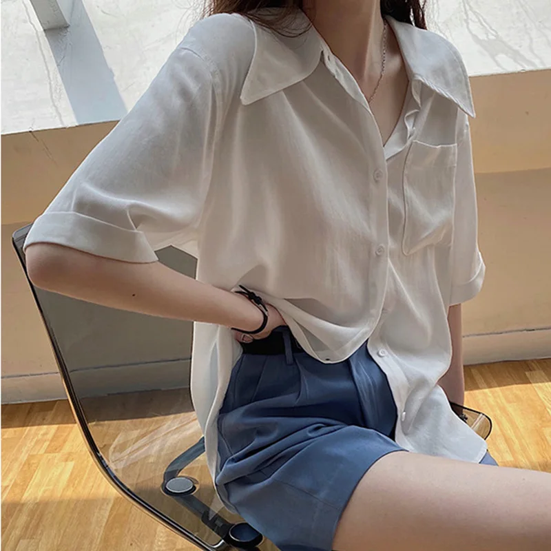 

2020 Summer Vintage Yellow Women's Blouse for Female Casual Short Sleeve Clothing Tops