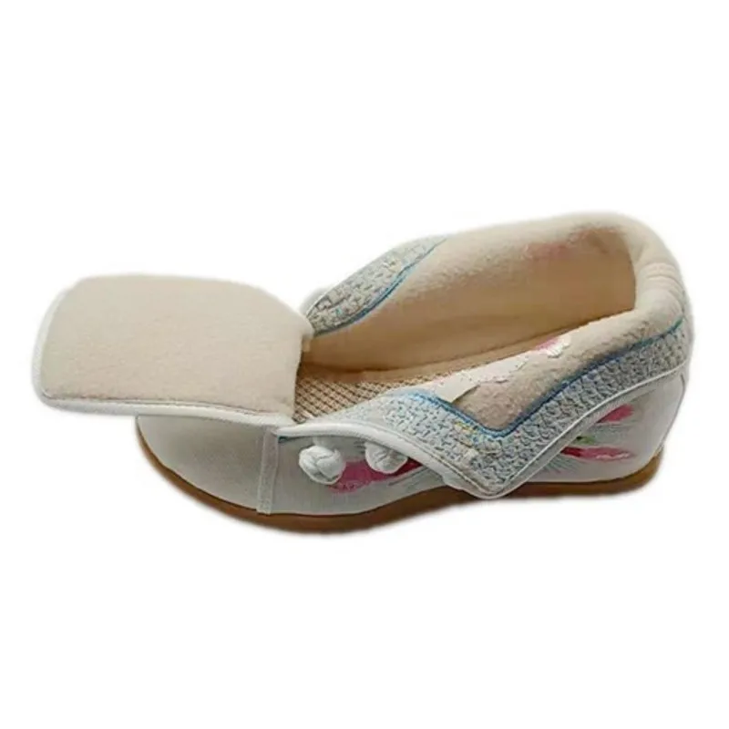 Женские кроссовки со скрытым каблуком 7 см высокие в национальном стиле с