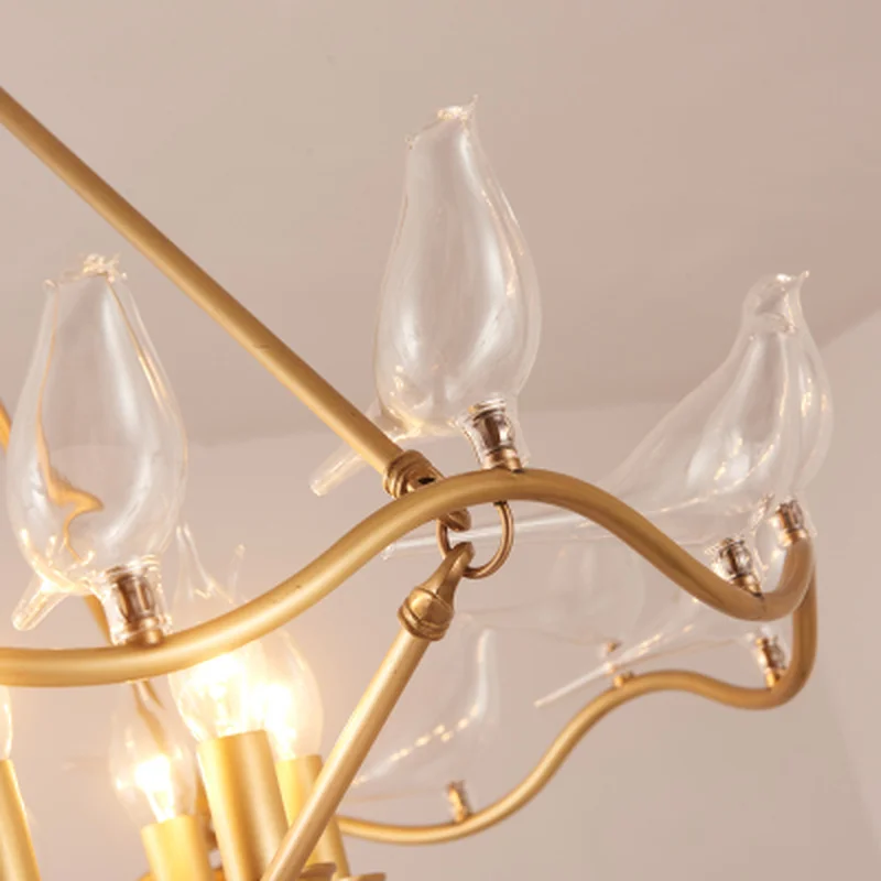 Креативные медные люстры с птицами для гостиной спальни новая декоративная