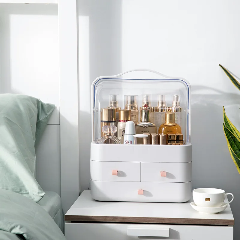 

70% пространство Сохранить косметическая коробка 3 слоя Макияж Организатор со встроенным ящиками большой Ёмкость сумка для хранения космети...