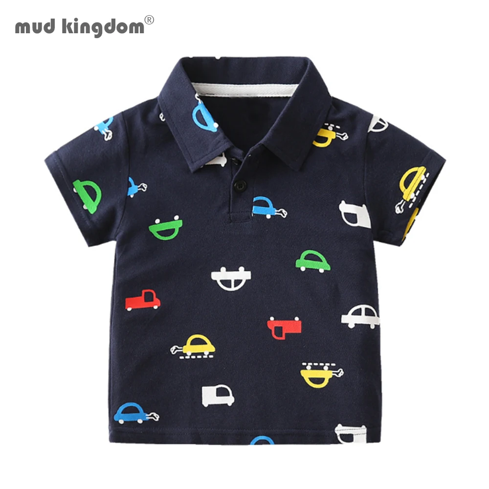 

Mudkingdom Boys Polo Shirts Summer Short Sleeve Fashion Cartoon Car Print Tops for Boy Clothing Turn-down Collar Toddler Clothes