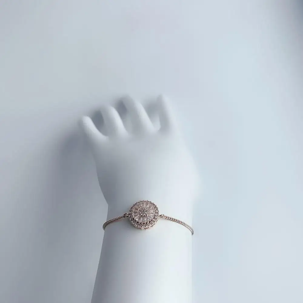 NEW ROSE GOLD COPPER ALLOY GLASS CHAIN BRACELETS FASHION JEWELRY WEDDING PARTY GIFTS FEMALE ACCESSORIES GOOD QUALITY | Украшения и