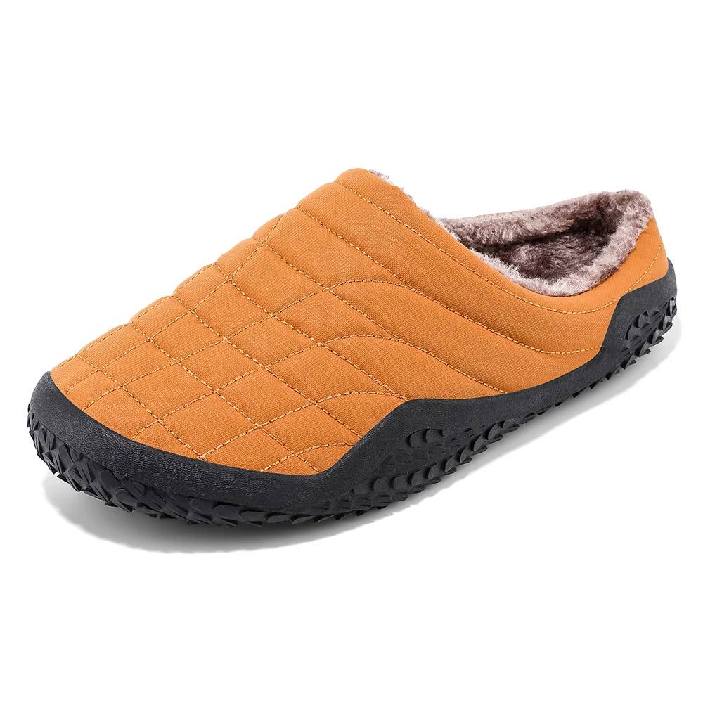 

2022 New Men Slippers Home Winter Indoor Warm Shoes Thick Bottom Plush Waterproof Suede Leather House Cotton Slippers Big Size