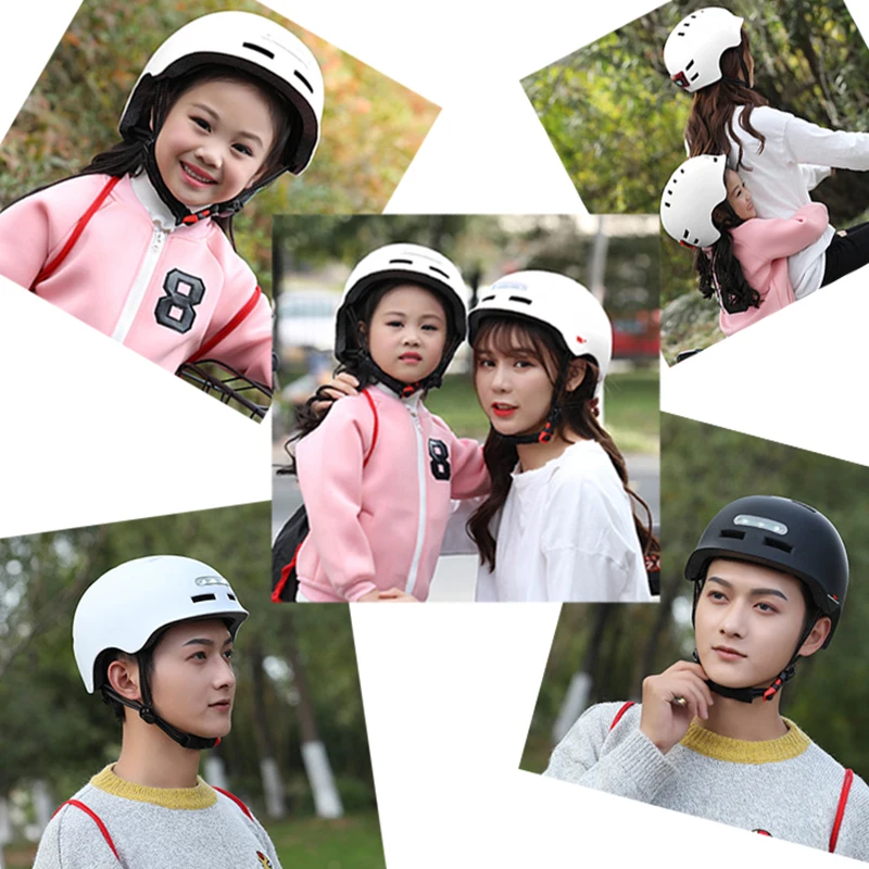 

WOSAWE Motorcycle Half Helmet Child Adult Universal Headlight Taillight Breathable Skateboard Bicycle Electric Scooter Helmet