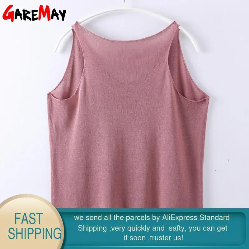 Женский укороченный топ GAREMAY трикотажный летний без рукавов с v образным вырезом