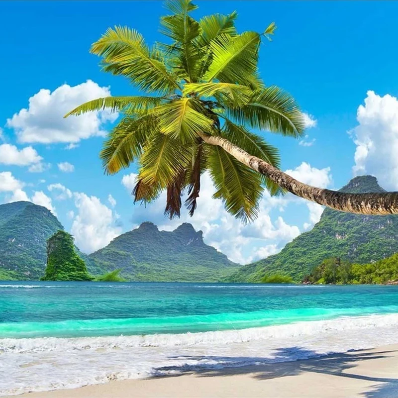 3D-обои на заказ с красивым морским островом кокосовым деревом фотообои настенная