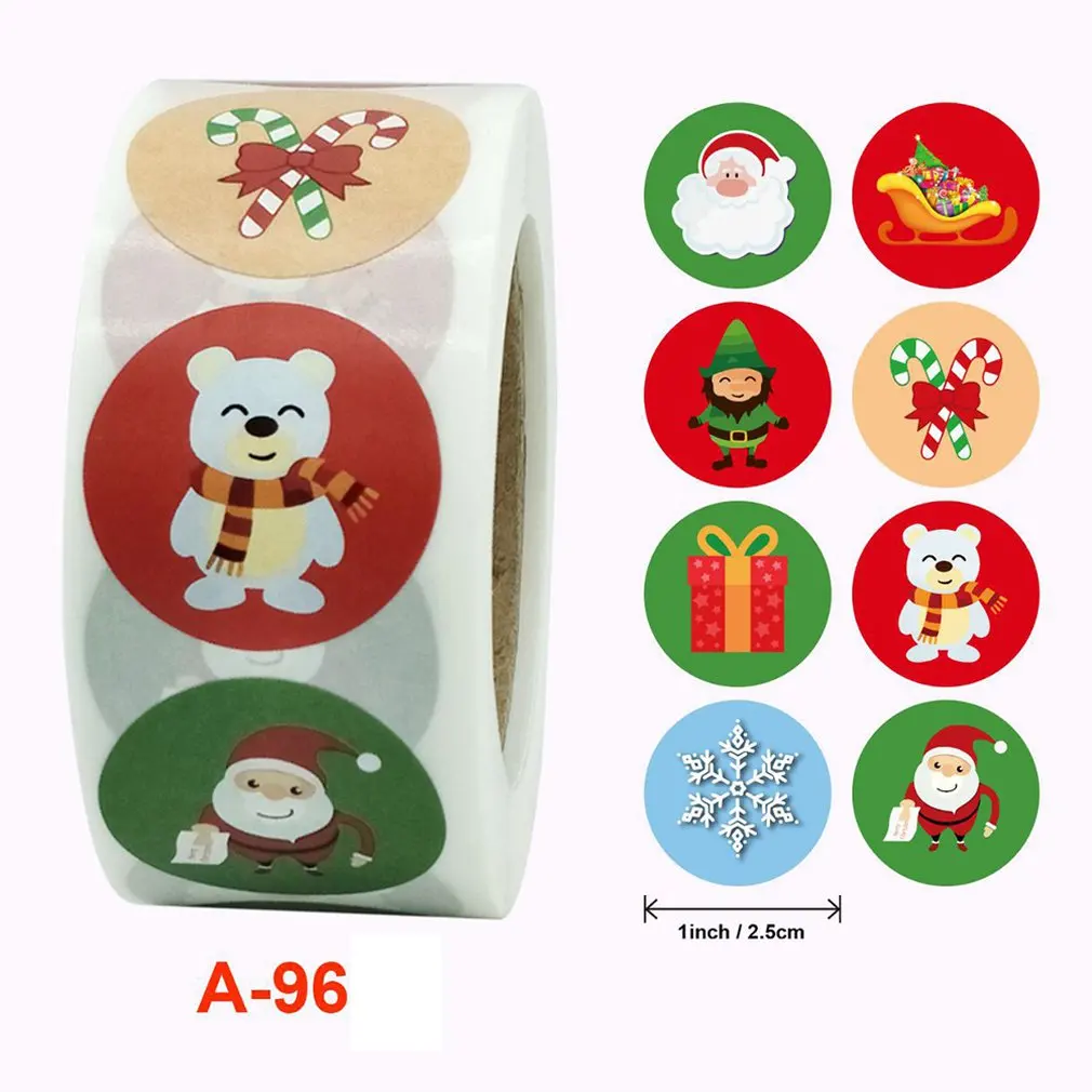 

500pcs/Roll Kids Sticker Cute Cartoon Animals Christmas Snowman Santa Decoration StickerGift for Reward Children School Supplies
