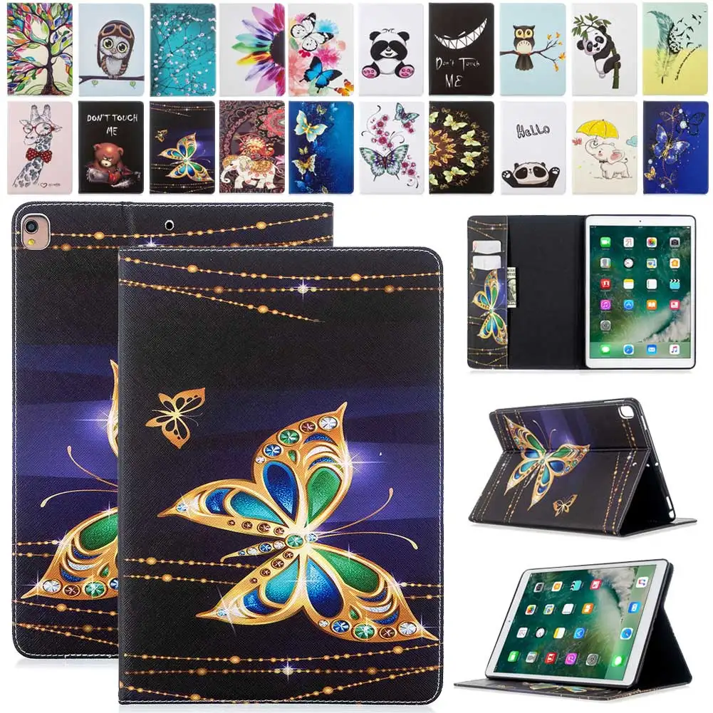 

Print PU Leather Flip Stand Cover For iPad 10.2" 2019 7th Gen Auto Sleep Wake Smart Case For iPad Pro Air 10.5 Coque Tablet Case