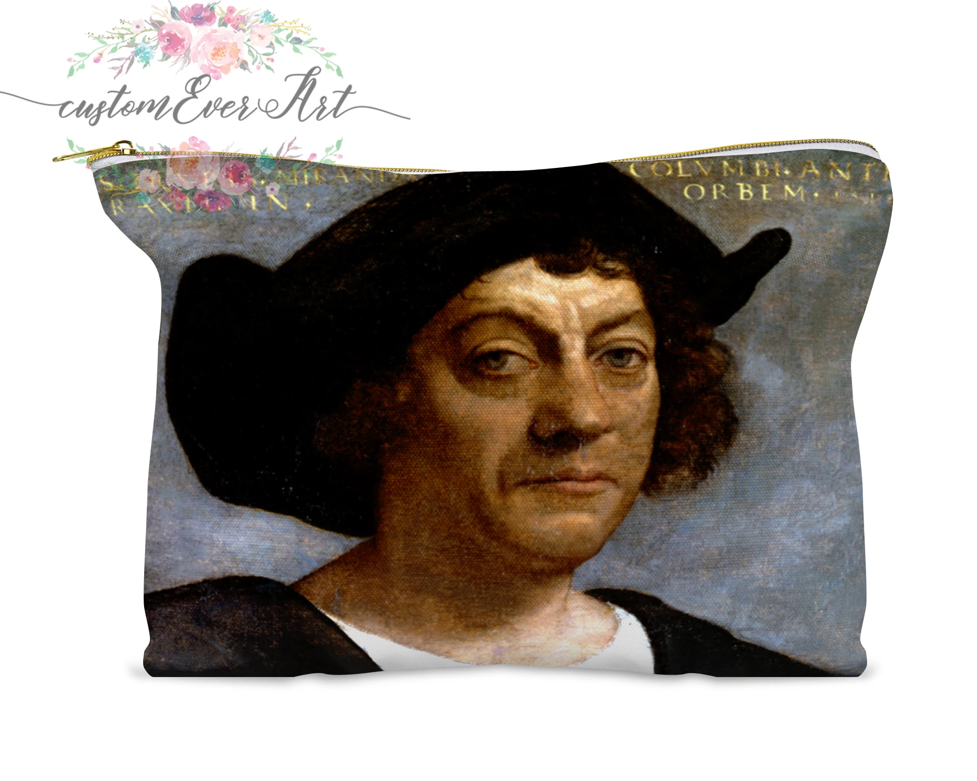 

Christopher Columbus cosmetic bag personalized small makeup bag funny makeup organizer toiletry bag zipper pouch