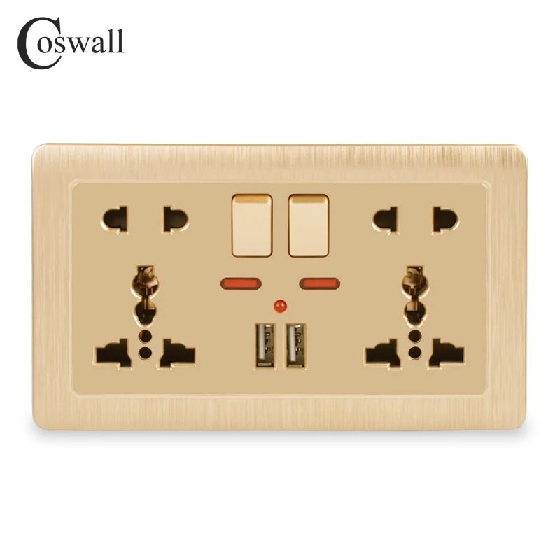Настенная розетка Coswall двойная Универсальная Розетка с переключателем на 5