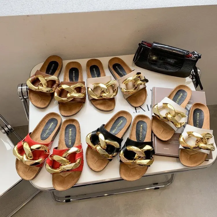 

Flat slippers women summer wear ins tide 2021 new clip feet wild net red open-toed sandals beach shoes