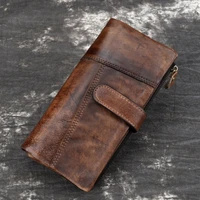 newsbirds vintage fashion wax oil skin long purse genuine leather notecase for ladies girls 2 folds long wallet rifd men wallet