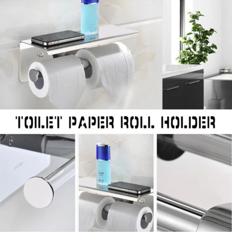 Британский стоковый настенный с двумя туалетными бумажными держателями полка