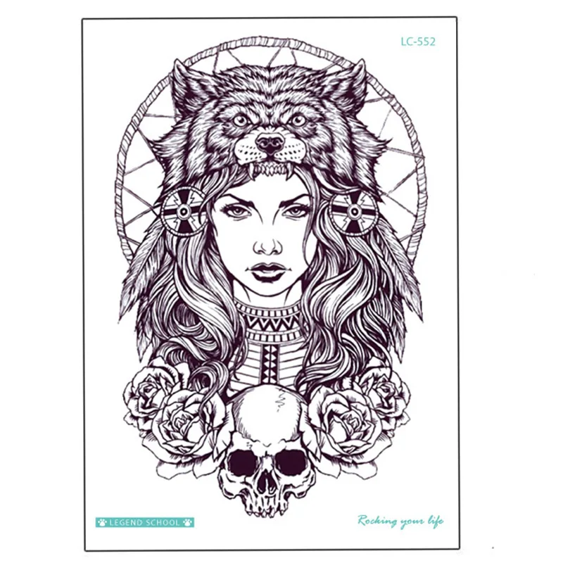 Стильная модная тату-наклейка разных цветов 21x15 см