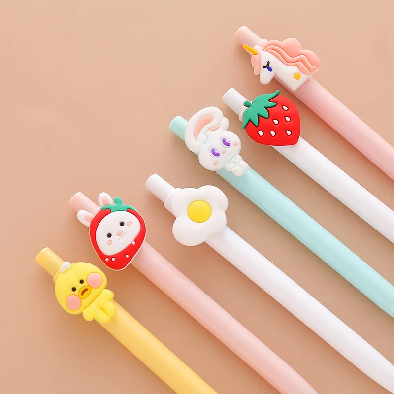 Милая фруктовая гелевая ручка в форме животного клубника кролик единорог утка