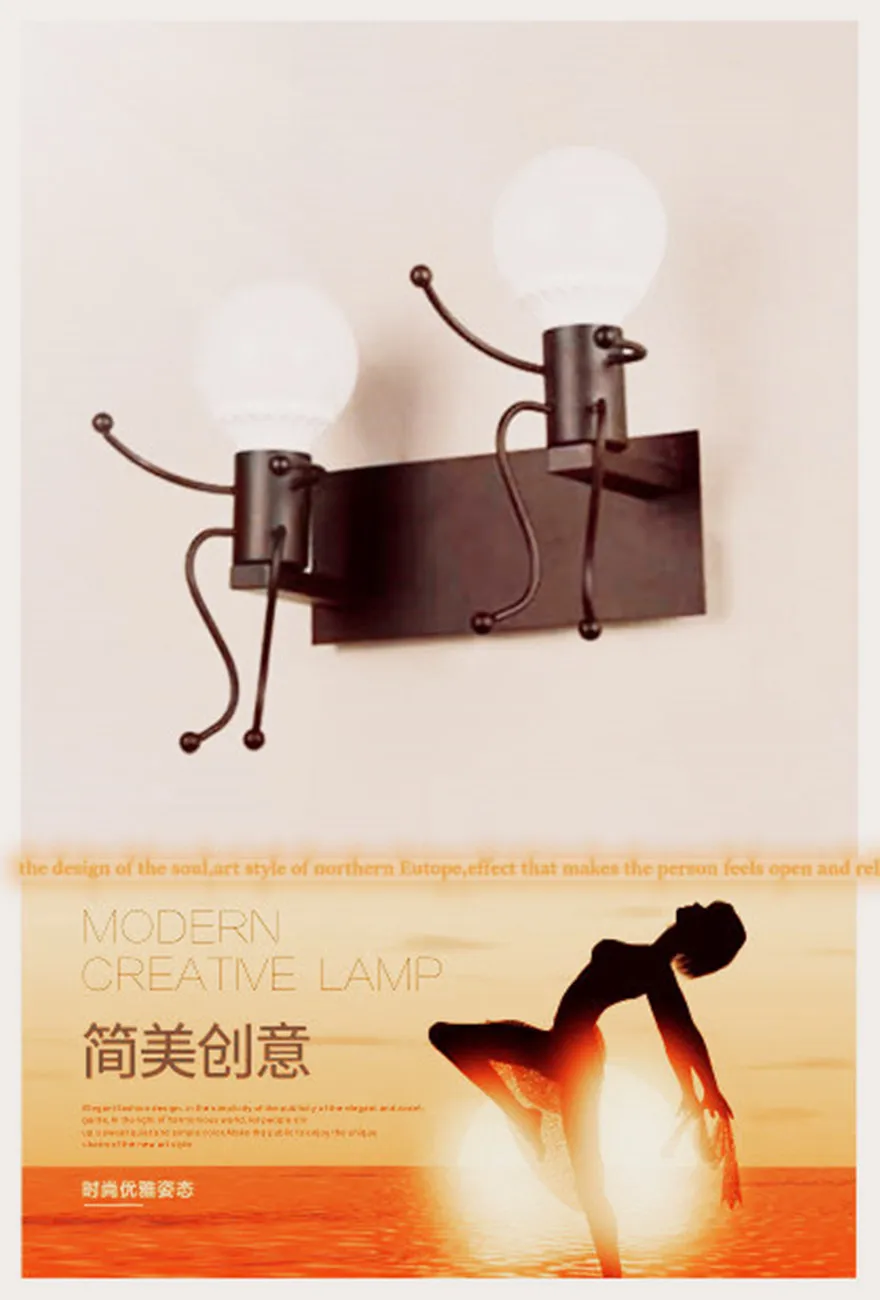

Modern minimalist creative cartoon wall lamp bedroom art LED lamps