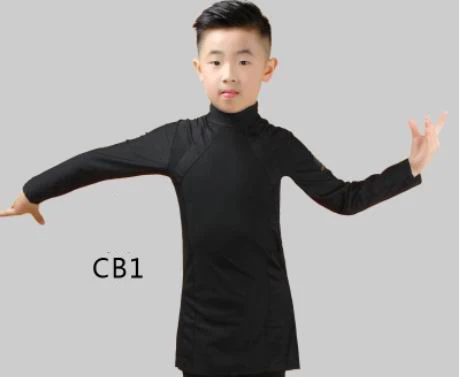 BLACK CB1 TOPS Модная одежда для мальчиков, топ для латинских танцев, штаны, стандартный бальный танец, ча-Танго, одежда для соревнований, Самба Румба, тренировочная одежда DC1157 - Цвет: BLACK CB1 TOPS