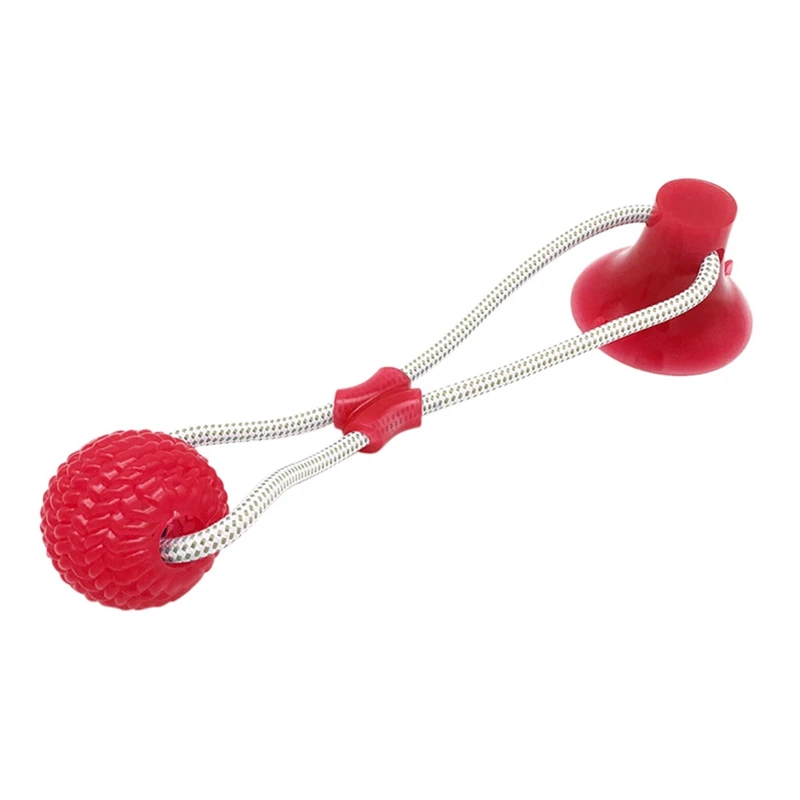 red 40cm Многофункциональные игрушки для домашних животных с присоской, игрушка для собак с шариком из термопластичного каучука для чистки зубов, жевательные резиновые игрушки для собак для маленьких собак - Цвет: red 40cm