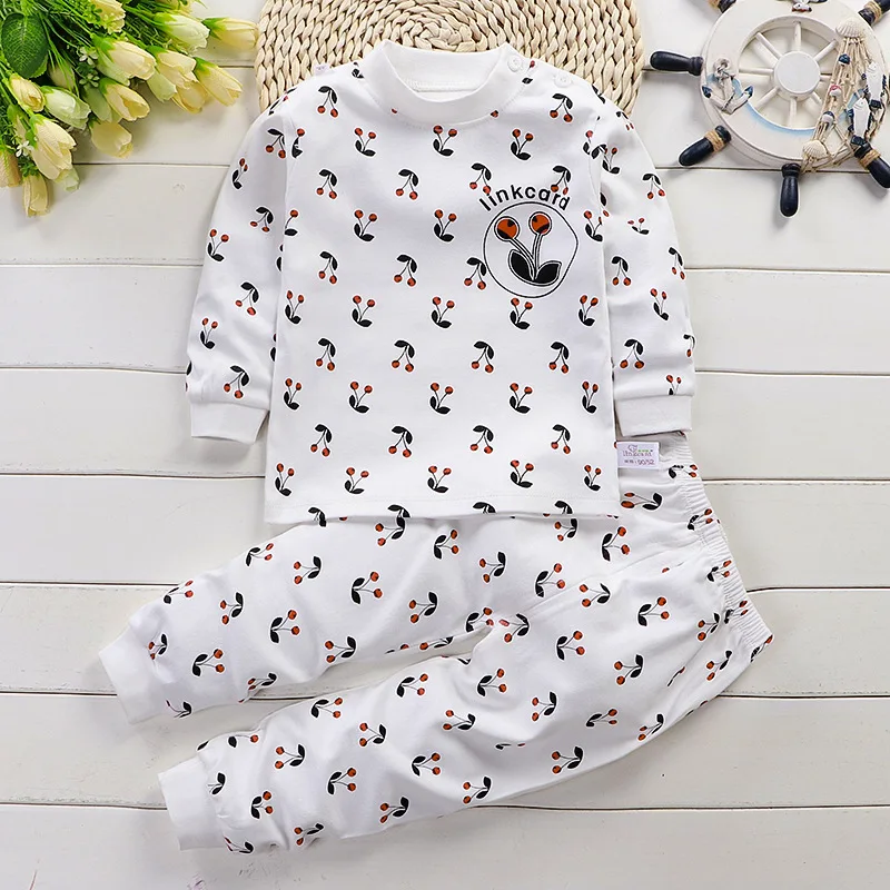 Комплект одежды для малышей Новая Осенняя хлопковая Детская тонкая пижама с