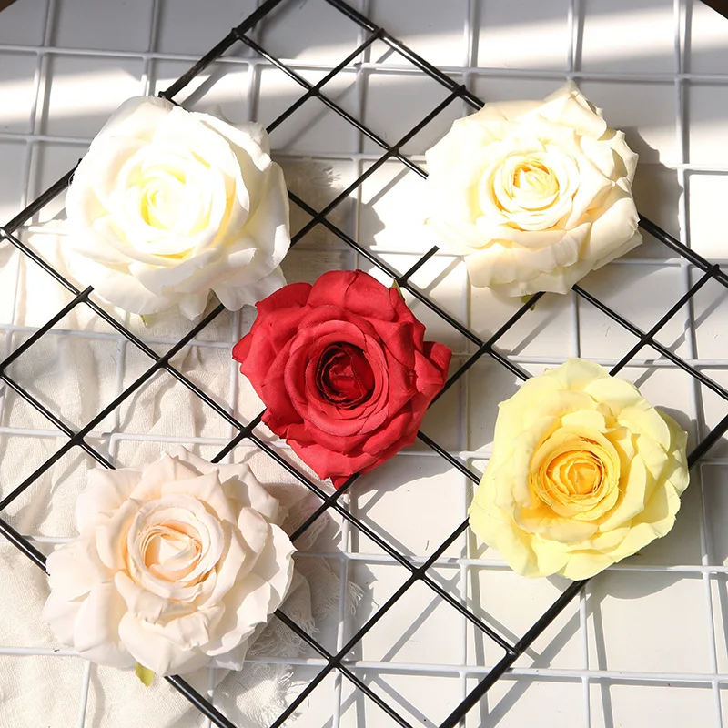 

NEW 2/5pcs 9cm Artificial Flowers Head Silk Rose Flower For Wedding Home Decoration Fake Flowers DIY Wreath Scrapbook Supplies
