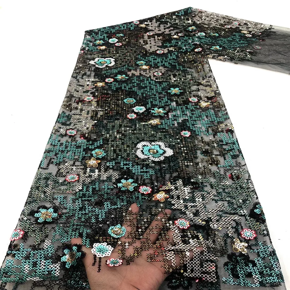 

Beautiful Nigerian Sequin Net Lace High Quality 2021 African French Tulle Mesh Lace for Wedding Sewing 5Yards/Lot