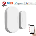 Умный датчик двери Tuya Zigbee, датчик открытиязакрытия дверей, домашняя сигнализация, Совместимость с приложением Alexa Google Home Tuya