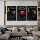 Черно-белая креативная В индустриальном стиле головной убор с наушниками Gorilla надпись настенное искусство холст картина плакат для спальни Кабинета домашний декор