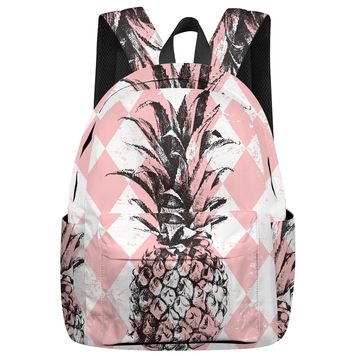 Розовый рюкзак для женщин с изображением ананаса и ромбиков рюкзаки путешествий