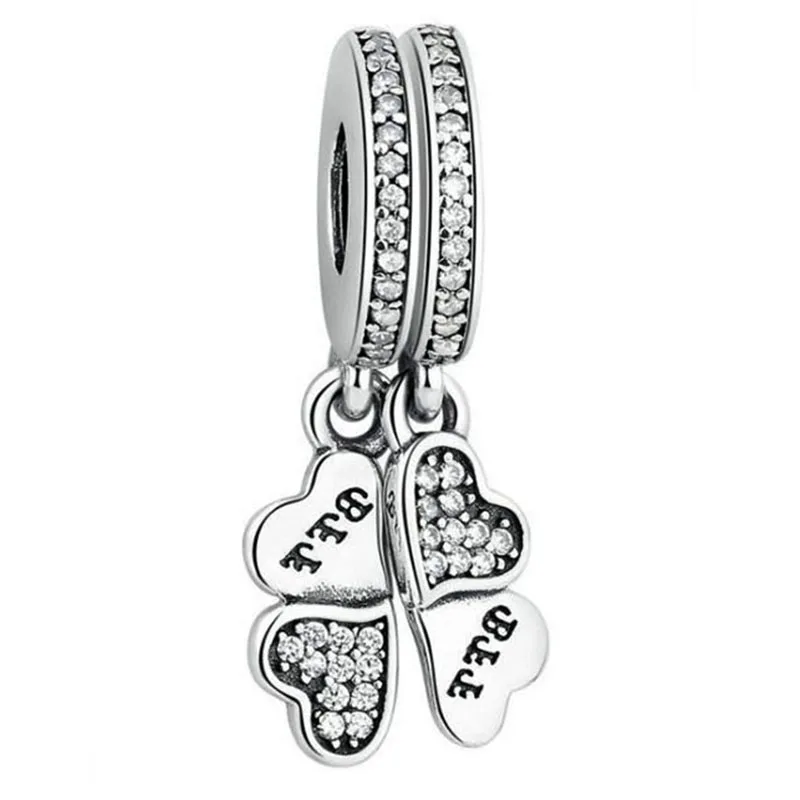 

Original 925 Sterling Silver Charm New Clover With Crystal Pendant Fit Pandora Women Bracelet & Necklace Diy Jewelry
