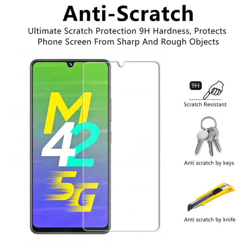 Pel&iacute;cula protectora de vidrio templado para Samsung Galaxy M42, Protector de pantalla de tel&eacute;fono, 5G, M42, M12, A42-1