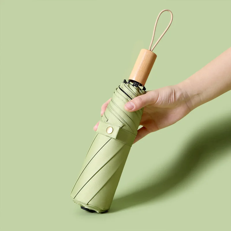 

Simple plain windproof solid wood handle vinyl umbrellas small fresh sun umbrellas umbrellas custom logo advertising umbrellas