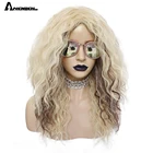 Женский длинный синтетический парик Anogol, в стиле диско, качающийся кудрявый, золотистый, светлый, коричневый цвет, для ролевых игр и вечевечерние, 70s 80s