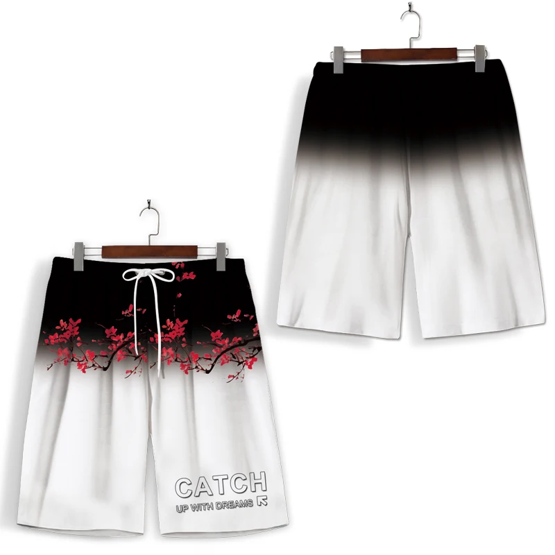 

Gradient color flower birds pattern printing short sleeve t shirt Summer New top quality soft comfortable icy t shirt men XS-7XL