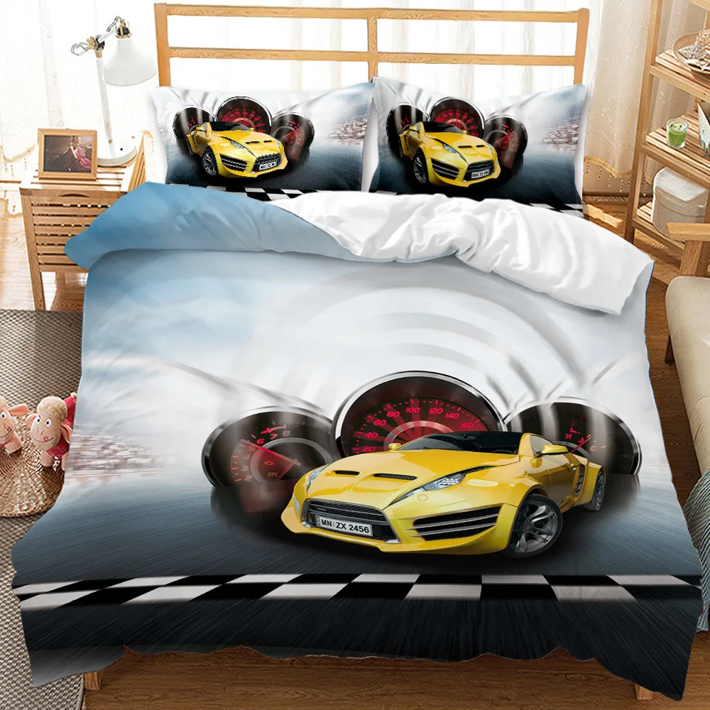 

Cool Racing Boys Bedding Set Fashion Car Duvet Cover Pillowcases Bed Linings Comfortable Warm Home Textiles Adult Teen Gifts