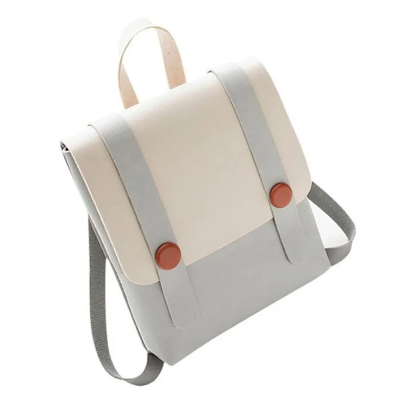 

Creative New Fashion Women Girl Hit Color Leather Student School Bag Shoulder Bag Feminina Small Backpack Slung Shoulderless