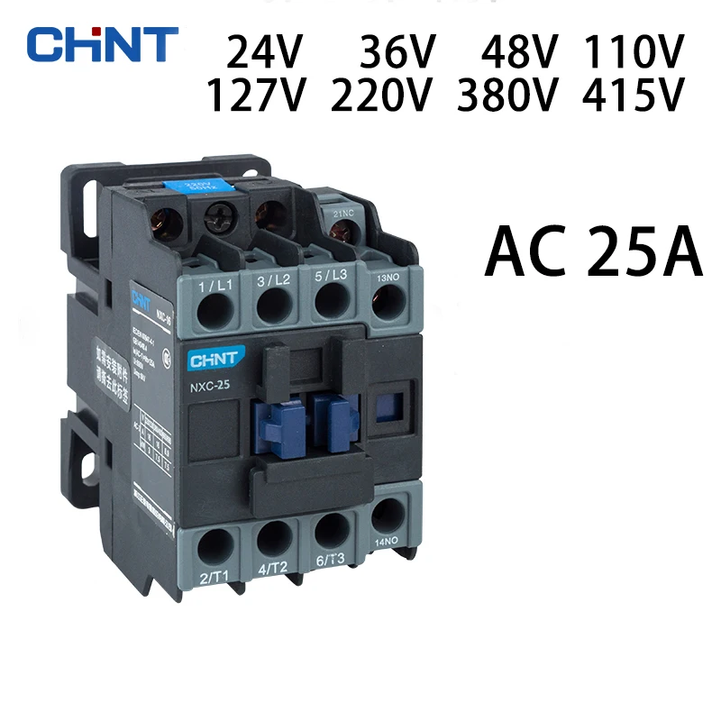 

CHINT NXC-25 contactor 25A AC 24V 36V 48V 110V 127V 220V 380V 415V Factory customizable Kunlun series products
