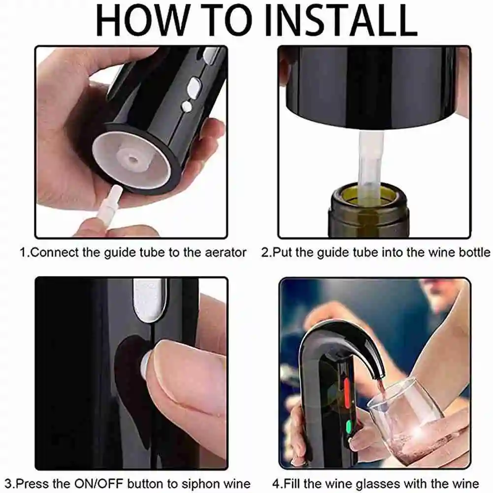 

Electric Wine Aerator Portable Pourer Instant Wine Decanter Dispenser Pump One Automatic USB Rechargeable