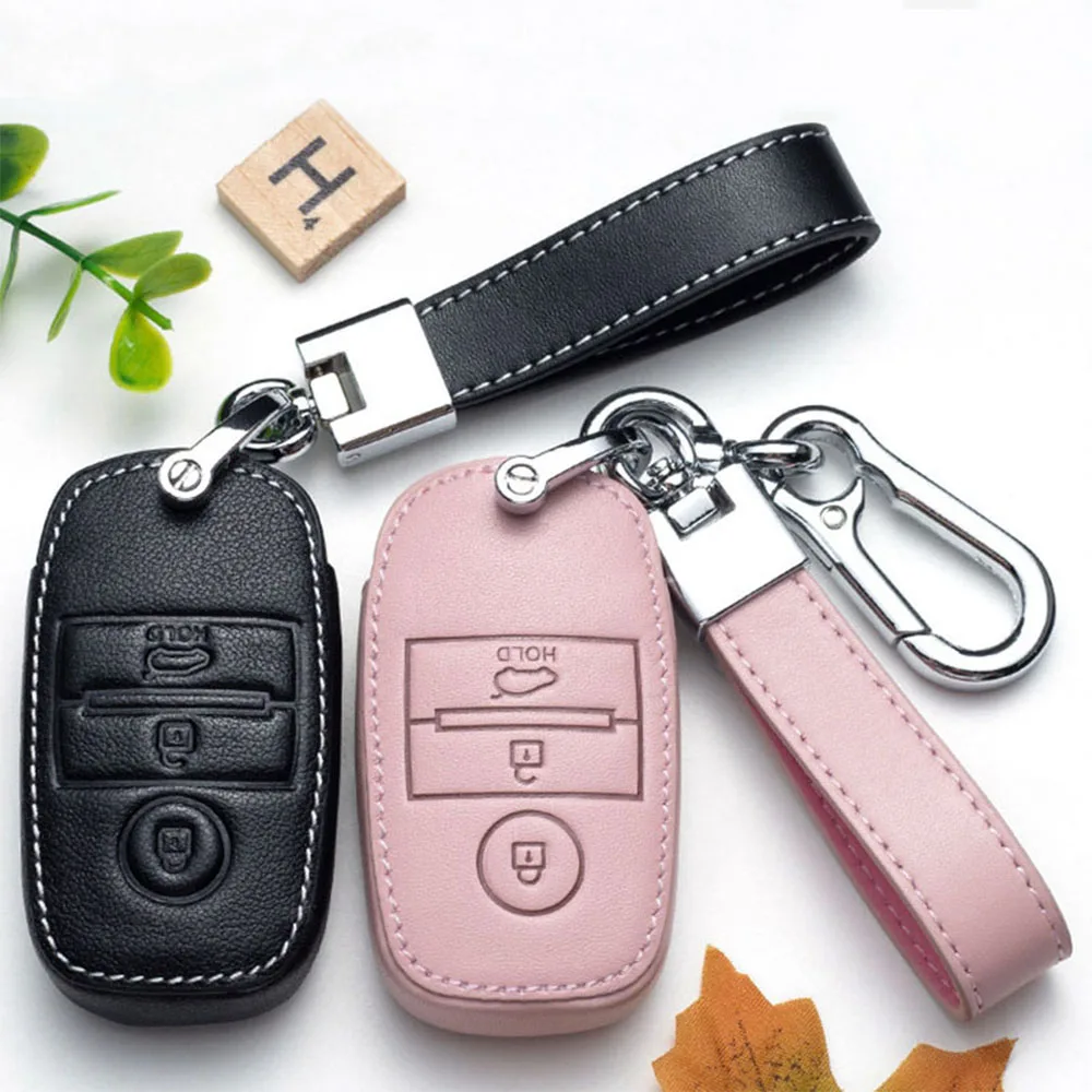 

Leather Car Key Fob Case Cover Shell For KIA Rio5 Sportage Ceed Cerato K3 KX3 K4 K5 Sorento Optima Picanto Styling Accessories
