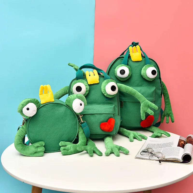 Объемный рюкзак с мультяшным животным лягушкой Женская многофункциональная