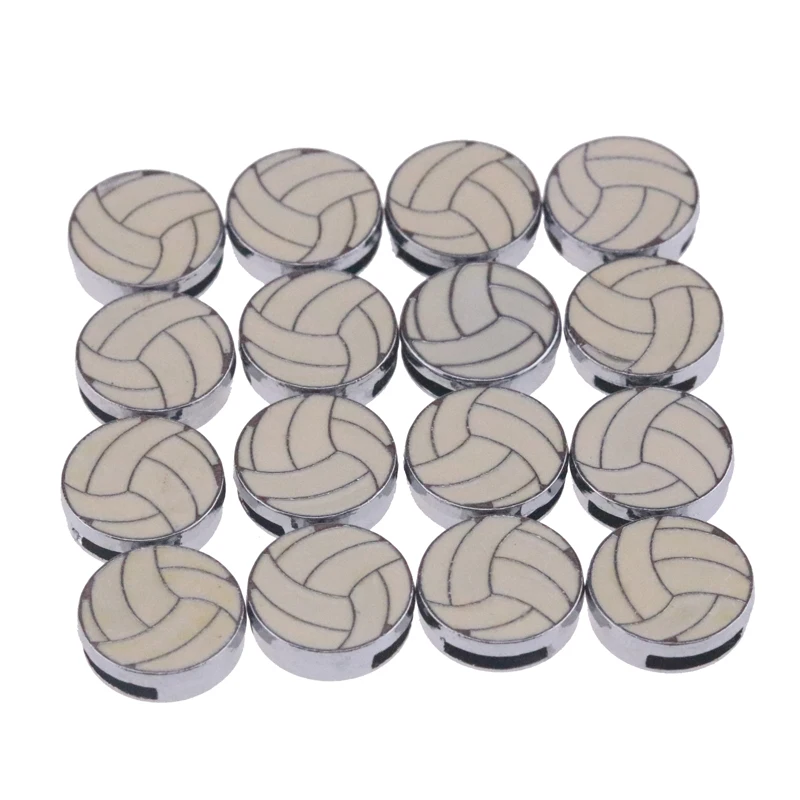 12 шт./лот 8 мм нитка из сплава волейбол символ шармы слайдер для брелока ошейник