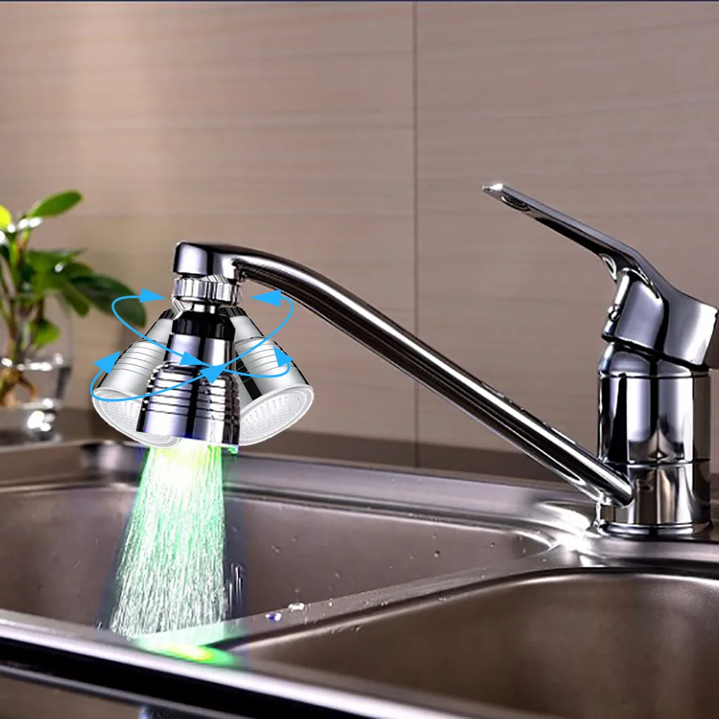 Светодиодный аэратор для смесителя вращающийся на 360 градусов люминесцентный