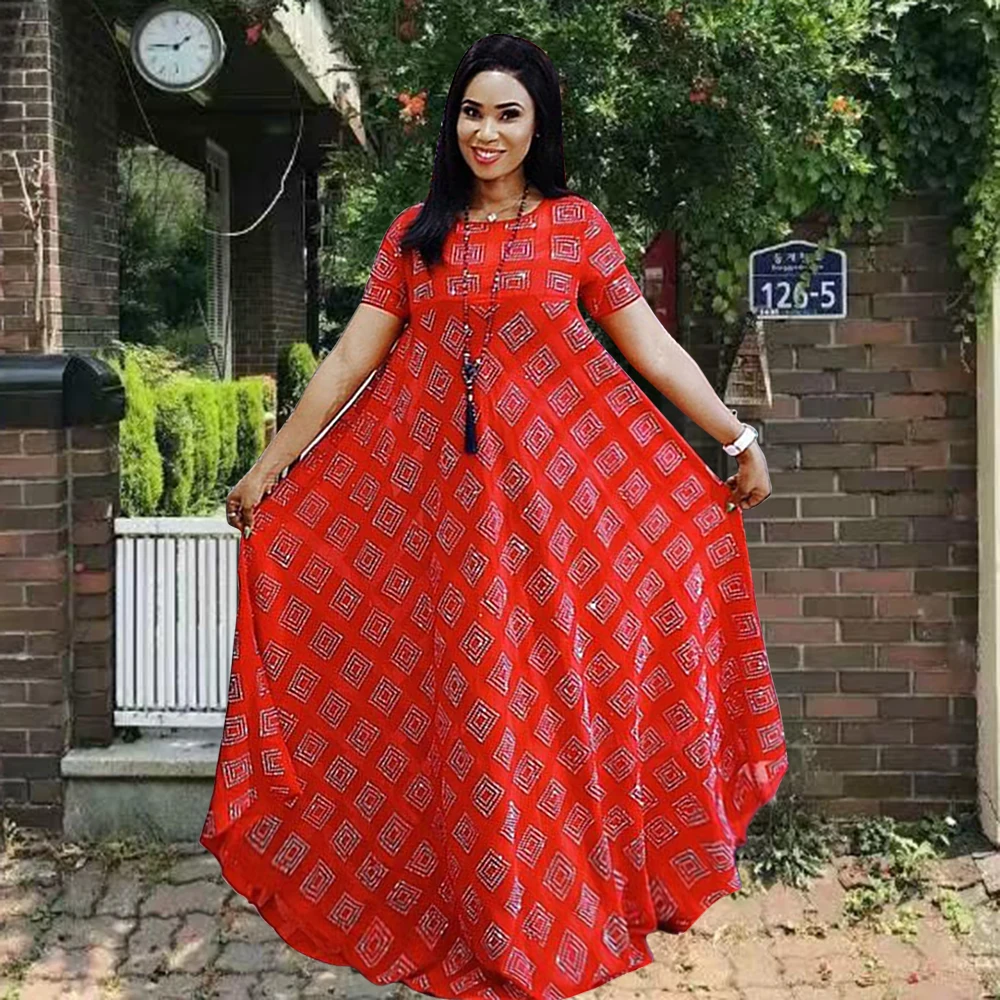 African Dresses For Women Long Maxi Dress Oversized Red Printed Fashion Kaftan Short Sleeve Summer Evening Party | Тематическая