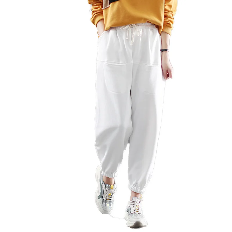 

SOUL OF TIGER Korean Designer 2021 New Womens Loose Solid Harem Pants Ladies Elastic Casual Pantalons Female Fitness Trousers