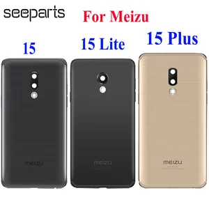 Новинка 100%, Крышка батарейного отсека для Meizu 15 Plus, задний корпус, задняя крышка 15 lite, Крышка батарейного отсека с объективом камеры, запасная часть